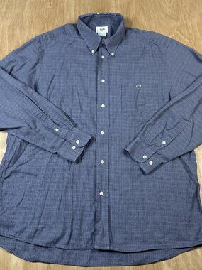 Lacoste Men's Gray Plaid Long Sleeve Button Down Shirt Size 42